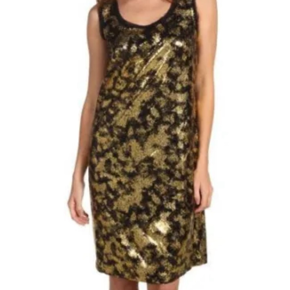 Beautiful Black & Gold Michael Kors Sequin Mini Dress